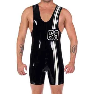 Latex Catsuit Surfsuit With Back Zipper Numbers Body Suit Rubber Bodysuit Zentai - Bild 1 von 4