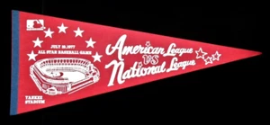 orig. 1977 Baseball All-Star Game *BASEBALL PENNANT* Thurman Munson, Pete Rose+ - Picture 1 of 6