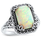 CLASSIC ART NOUVEAU STYLE 925 SOLID STERLING SILVER LAB-CREATED OPAL RING   #860