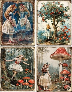 8 Alice in Wonderland Vintage glossy blank note cards with envelopes - Picture 1 of 4