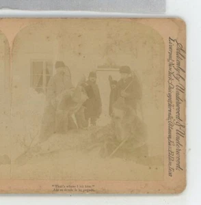 That's Where I Hit Him Hirsch Jagd Underwood Stereoansicht - Bild 1 von 2