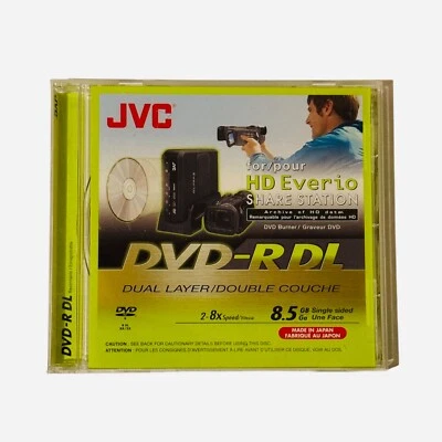 NEW SEALED JVC DVD-R DL HD VIDEO DATA DUAL LAYER 8.5GB 8X 215 MIN DISC JAPAN - Image 1 of 2