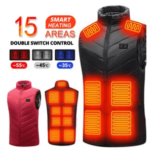 15 Zones Heated Vest Electric USB Jacket Winter Men Women Body Heating Coat ♡ Ḛ - Picture 1 of 18