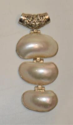 Neu Stempel B Silberfarben Handgefertigt Lang Natürlich Perlmutt Anhänger - Bild 1 von 2