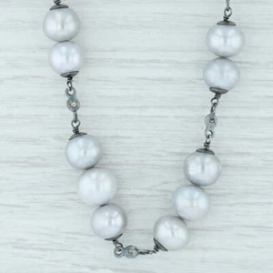 Gray Cultured Pearl Diamond Statement Necklace Bead Strand 26” Layer Nordstrom - Picture 1 of 5