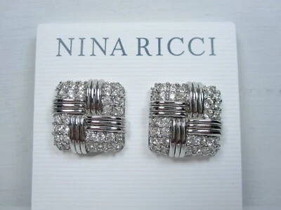 Pendientes de clip chapados en rodio Nina Ricci con cristales de Swarovski - 5242 Foto 1 de 3