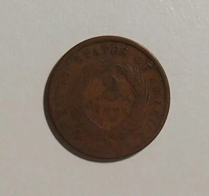 1866 shield 2 cent circulated - Civil War Era coin - Picture 1 of 4