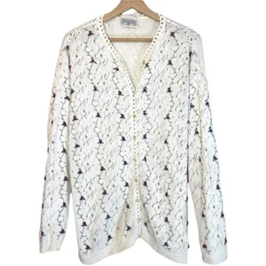 Vintage Northern Traditions 100% Cotton Floral Embroidered Cardigan size Medium - Bild 1 von 11