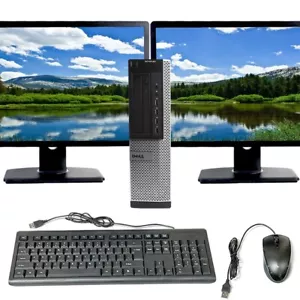 Dell Desktop Computer Core i5 8GB RAM 2TB HDD Windows 10 PC Dual 19" LCD Wi-Fi - Picture 1 of 6