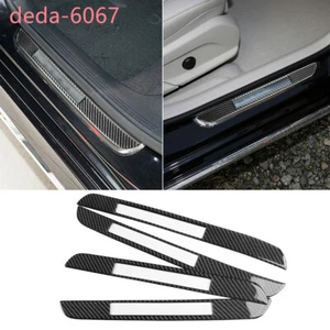 4×Carbon Fiber Door Sill Scuff Guard Plate Cover For Benz E Class W213 2016-2022 - Picture 1 of 16