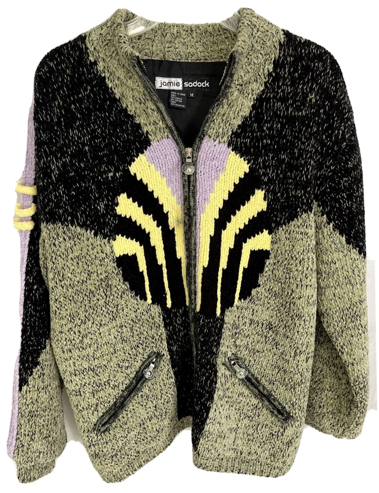 Cárdigan Suéter Jamie Sadock Chenille Para Mujer Mediano Completo Cremallera Forrado CB88M Foto 1 de 4