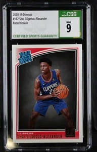 2018-19 Donruss 162 Shai Gilgeous-Alexander CSG 9 Mint Rookie RC Thunder Clipper - Bild 1 von 2