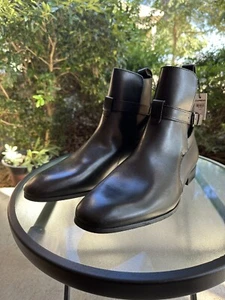 Express Mens 55285 Buckle Ankle Strap Boots Pull On Block Heel Black 10 - Picture 1 of 10