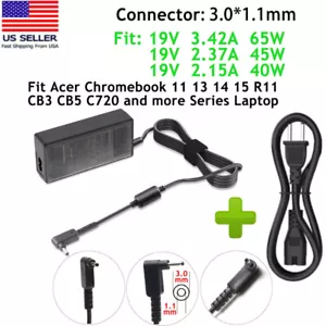 65W Charger For Acer Travelmate B1 Laptop Power Supply Adapter Cord Aspire S 13 - Picture 1 of 10