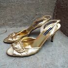 Claudia Ciuti Metallic Gold Leather Strappy High Heel Sandals Size 6M Brand New