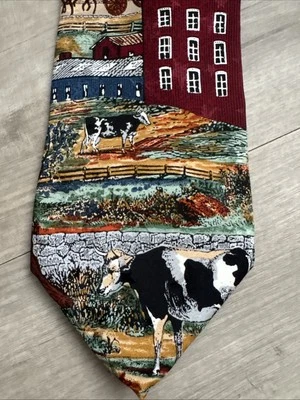 Windsor Tie Americana Series Country Farm Scene Circa 1896 Silk 58" X 3.5"  - Image 1 of 4