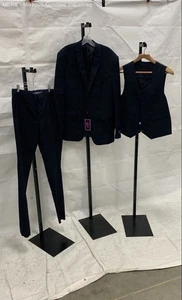 New Vinci Mens Navy Solid 3 Piece Classic Fit Suit - 44L 38W - Picture 1 of 8