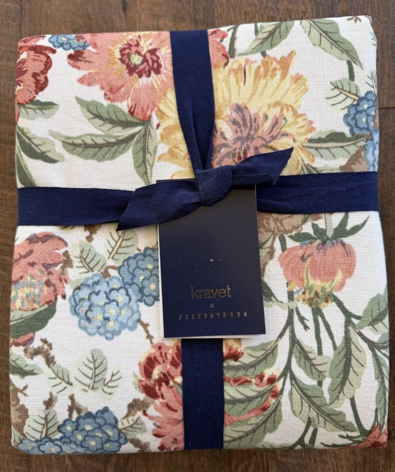 New Pottery Barn Kravet Garden Floral Ikat Reversible Full/Queen Duvet Cover - Image 1 of 2