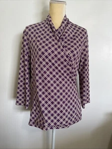 J. MCLAUGHLIN Catalina Cloth Top Purple Lattice Size Large Dillards Faux Wrap - Picture 1 of 6