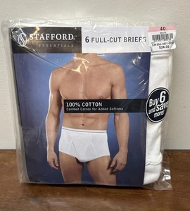 Vtg 6 pack Stafford JCPenney Full Cut Cotton Underwear Briefs Size 40 NEW NOS - Picture 1 of 8