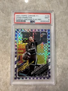 2021 Topps Chrome F1 Purple Checker Flag #146 Lewis Hamilton /199 PSA 9 MINT - Picture 1 of 5