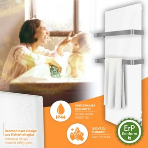 Infrared Heating Heated Towel Rail Dryer Bathroom Radiator Wall Electric - Picture 1 of 9