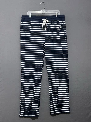 Pantalones de salón/PJ de los parques de Disney talla XXL azul marino y blanco a rayas bordadas Mickey Foto 1 de 4