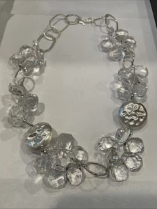 Collana Deb Guyot Argento Sterling Grosso Quarzo Trasparente Herkimer Perline 21" - Foto 1 di 10