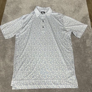 Camisa Polo FootJoy Para Hombre Pequeña Azul Blanca Estampado Floral Rendimiento de Golf - Imagen 1 de 5