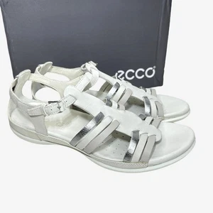 New Ecco Flash Suede Leather Strap Sandals Shadow White Women 10-10.5/41 NWB - Picture 1 of 8