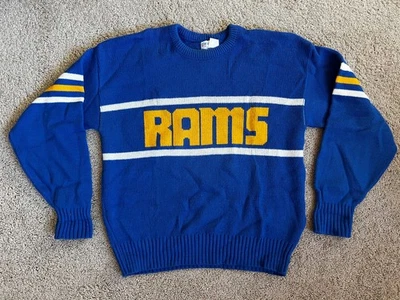 Suéter Cliff Engle Los Angeles Rams NFL lã malha azul médio década de 1990 vintage  - Imagem 1 de 4