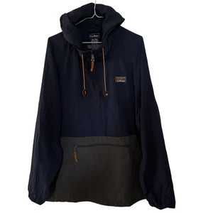 L.L. Bean Men Mountain Classic 1/2 Zip Anorak Hood Blue Windbreaker Size XXL Reg - Picture 1 of 15