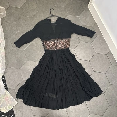 Antique Black Lace Drop-Waist Dress - Image 1 of 4