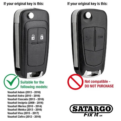 Vauxhall Car Key Replacement Key Fob Case Blade 2 Button Remote Shell Zafira - Image 1 of 4