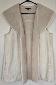 Vintage Ralph Lauren Women's Faux Suede & Sherpa Lined Ivory Open Vest Large - Bild 1 von 10