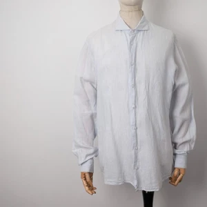 GRAN SASSO Mens Light Blue 100% Linen Long Sleeve Dress Formal Shirt Size 54 XL - Picture 1 of 11