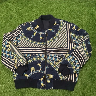 Chaqueta de bombardero reversible azul marino Lacoste Live XL para hombre bufanda tenis golf estampado Foto 1 de 4