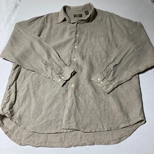 Structure Le Collexioni Shirt Men XL Beige 100% Linen Button Down - Picture 1 of 6