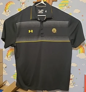 Under Armour NHL Boston Bruins Polo Shirt Size XL Black Embroidered Logos - Picture 1 of 12