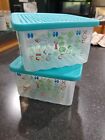 2- Tupperware Fridge Smart Vented Square Containers w/Lid Very Good Condition 