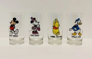 Vintage Walt Disney Production Drinking Glasses (4) Mickey Minnie Pooh Donald. - Picture 1 of 7