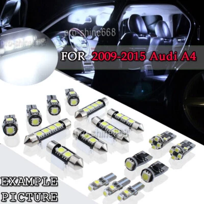 Kit de paquete de 18 luces LED interiores blancas para Audi A4 S4 2009-2015 PQ sin errores Foto 1 de 4