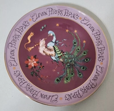Anthropologie Phannapast Taychamaythakool 12 Days Christmas Plate 11 Pipers NEW - Image 1 of 3