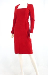 Jitrois Dress Suede Red Square Neckline Lamb Leather Jean Claude Jitrois FR 40 - Picture 1 of 13