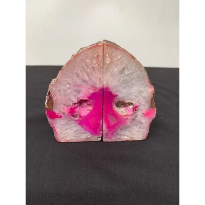 Pink Agate Semi Precious Stone Bookends Approx 4 Lbs - Image 1 of 4