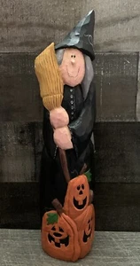 Eddie Walker Witch Figurine Midwest of Cannon Falls Broom Pumpkins Halloween - Picture 1 of 8