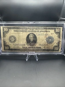 10.00 1914 Federal Reserve Note Atlanta. Harder to find type Fr927-B - Picture 1 of 7