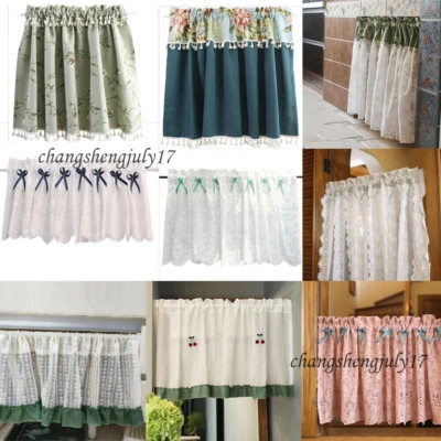 Short Curtain Kitchen Cabinet Door Valance Half Window Drape Dustproof Panel - Image 1 of 4