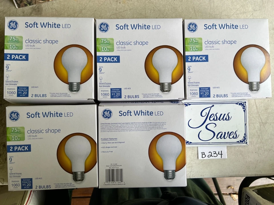 10- GE Soft White 31180 LED Classic Shape Bulb 10w =75w  A21       B234 - Image 1 of 1