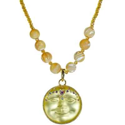 KIRKS FOLLY Querida Lua Vista Mar Mãe de Pérola Colar de Cristal Tom Dourado - Imagem 1 de 3